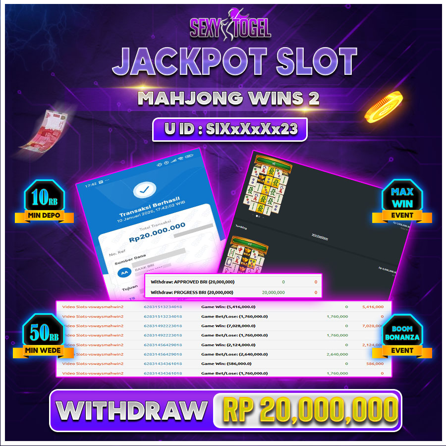 SEXYTOGEL JACKPOT SLOT MAHJONG WINS 2 Rp.20.000.000.,-LUNAS 